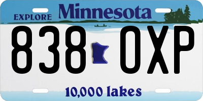 MN license plate 838OXP