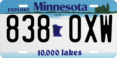 MN license plate 838OXW