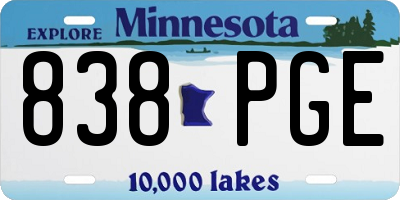 MN license plate 838PGE