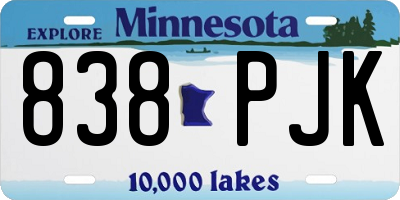 MN license plate 838PJK