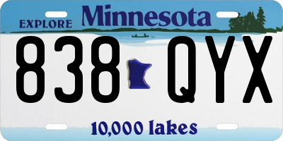 MN license plate 838QYX