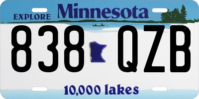 MN license plate 838QZB