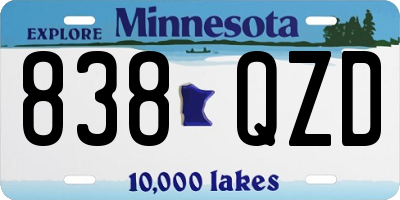 MN license plate 838QZD