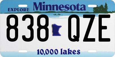 MN license plate 838QZE