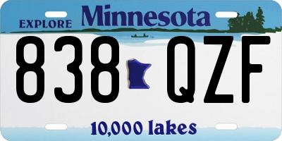 MN license plate 838QZF