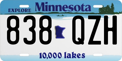 MN license plate 838QZH