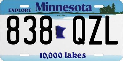 MN license plate 838QZL