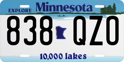 MN license plate 838QZO