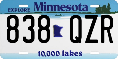 MN license plate 838QZR