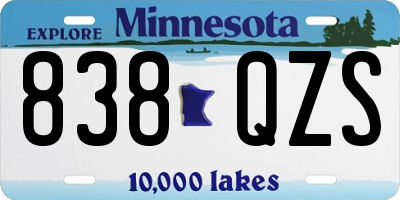 MN license plate 838QZS