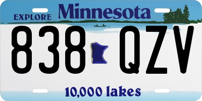 MN license plate 838QZV