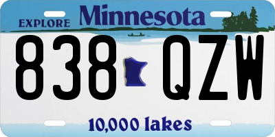 MN license plate 838QZW