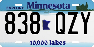 MN license plate 838QZY