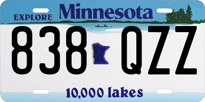 MN license plate 838QZZ