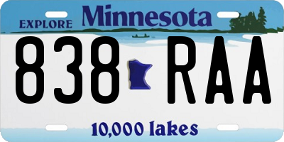MN license plate 838RAA