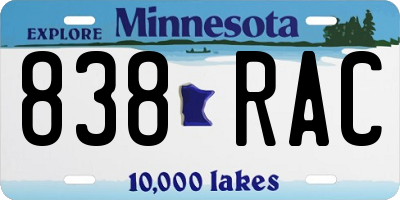 MN license plate 838RAC