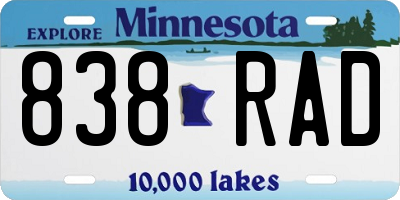 MN license plate 838RAD
