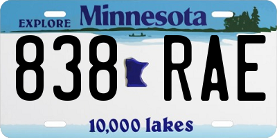 MN license plate 838RAE
