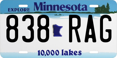MN license plate 838RAG