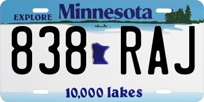 MN license plate 838RAJ