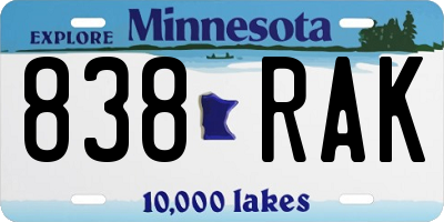 MN license plate 838RAK