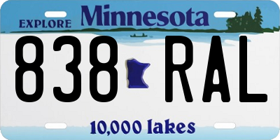 MN license plate 838RAL