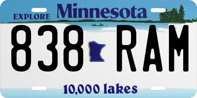 MN license plate 838RAM