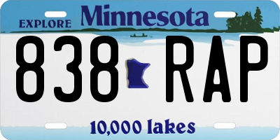 MN license plate 838RAP