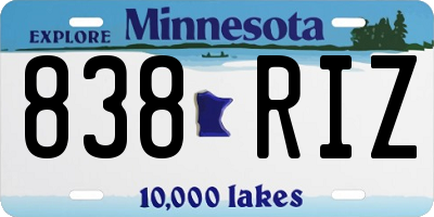 MN license plate 838RIZ