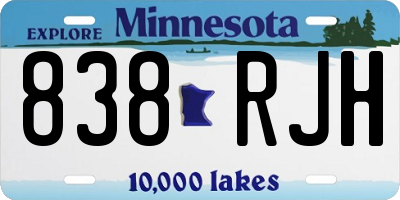 MN license plate 838RJH