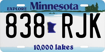 MN license plate 838RJK