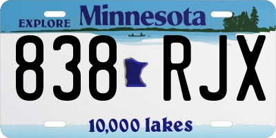 MN license plate 838RJX