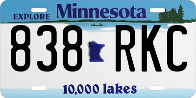MN license plate 838RKC