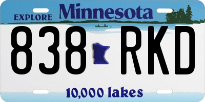 MN license plate 838RKD