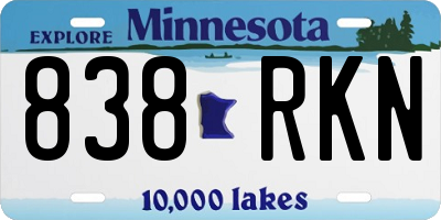 MN license plate 838RKN