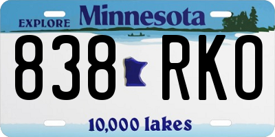 MN license plate 838RKO