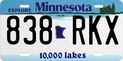 MN license plate 838RKX