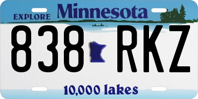 MN license plate 838RKZ