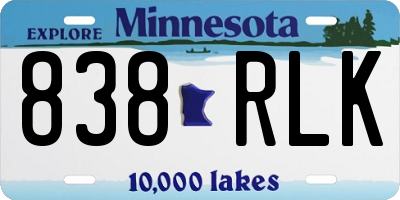MN license plate 838RLK