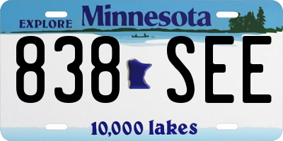 MN license plate 838SEE