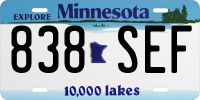 MN license plate 838SEF