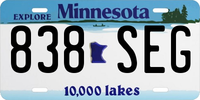 MN license plate 838SEG