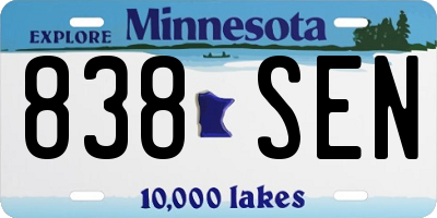 MN license plate 838SEN