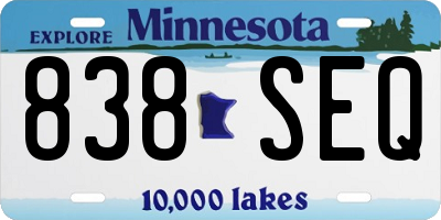 MN license plate 838SEQ