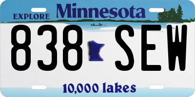 MN license plate 838SEW