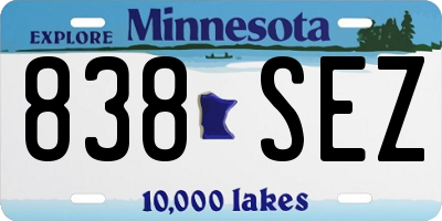MN license plate 838SEZ