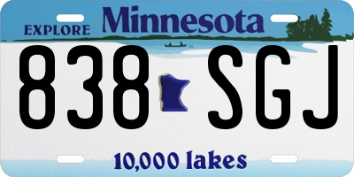MN license plate 838SGJ