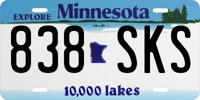 MN license plate 838SKS