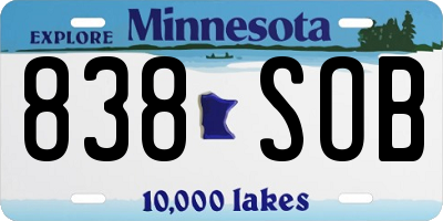 MN license plate 838SOB