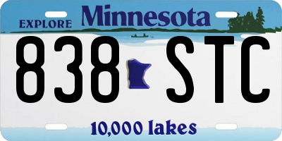 MN license plate 838STC